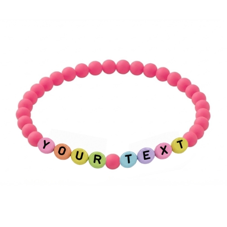 Hibiscus Pink Matte personalised 6mm acrylic bead bracelet with custom lettering and vibrant pink matte beads