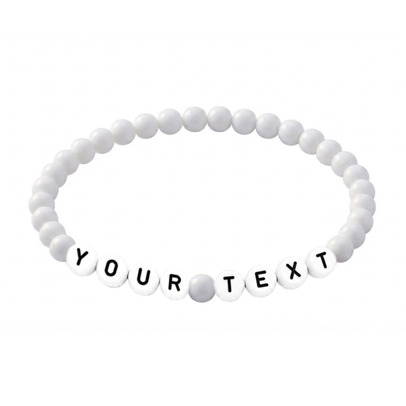 White 6mm Personalised Bracelet 615