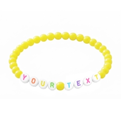 Lemon Yellow personalised 6mm acrylic bead bracelet with glossy yellow beads and custom lettering